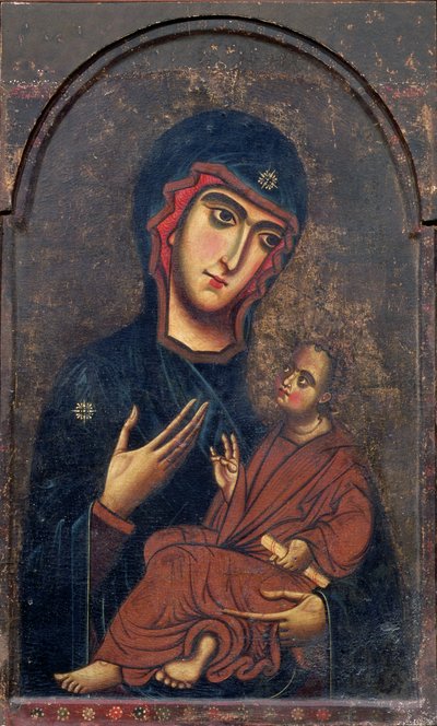 Madonna and Child, kendt som Pisa Madonna, Florentine School (tempera på panel) af Italian School