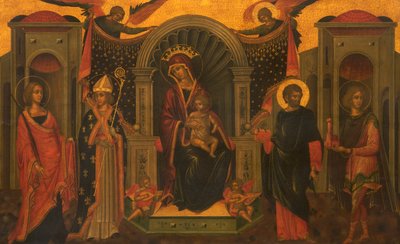 Madonna og barn med hellige, ca. 1600 af Italian School
