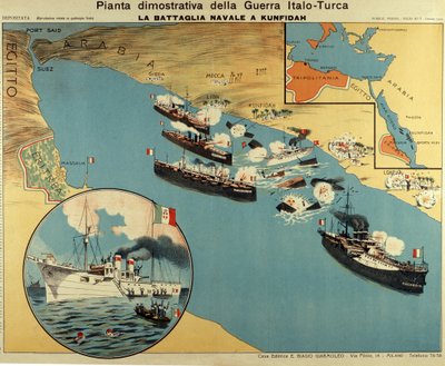 Kort over slaget ved Kunfuda Bay af Italian School