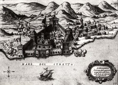 Kort over Dardanellerne, en venetiansk erobring og højborg mod tyrkerne af Italian School
