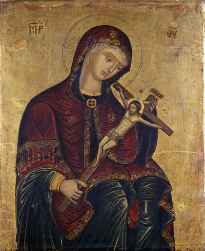 Maria med krucifikset (tempera på piletræ) af Italian School