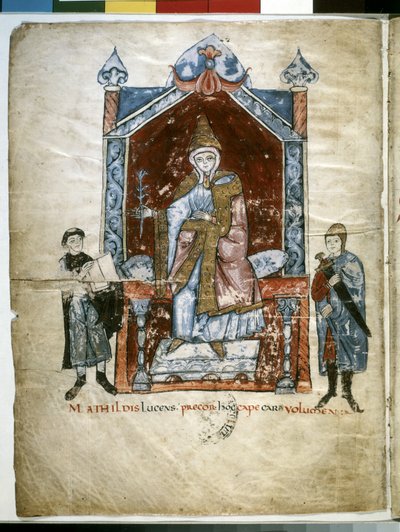 Matilda af Toscana: tronende Matilde af Canossa (miniature) af Italian School