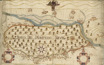Montello, kort, XVIII århundrede, Veneto, Italien af Italian School