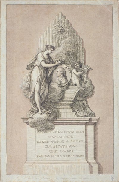 Monument til Johann Christian Bach (1735-1782) indgraveret af Francesco Bartolozzi (1727-1815) 1782 af Italian School
