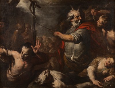 Moses og den skamløse slange af Italian School
