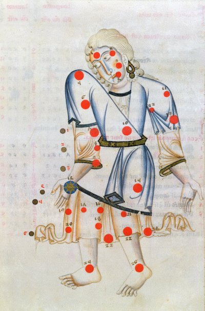 Ms.1036 The Constellation of Jomfruen, fra Liber de stellis fixarum, en latinsk oversættelse af The Book of Fixed Stars af Abr ar-Rahman Al Sufi (903-986 e.Kr.) af Italian School