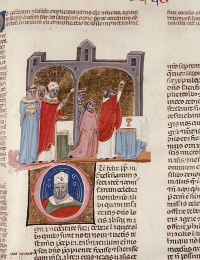 Frk. 183, f.312r: On the Consecration, miniature fra 