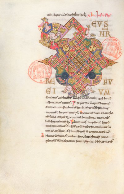 Ms 364 bogstav D (Deus) Initial fra Breviary of Monte Cassino af Italian School