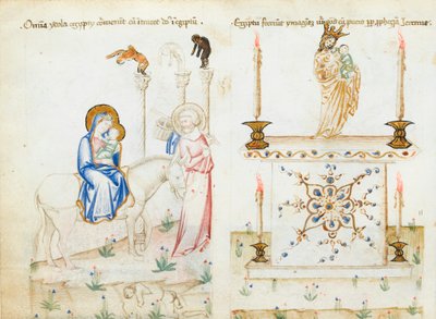 Ms 43-1950 fol.3v Flugten til Egypten, fra Speculum Humanae Salvationis af Italian School