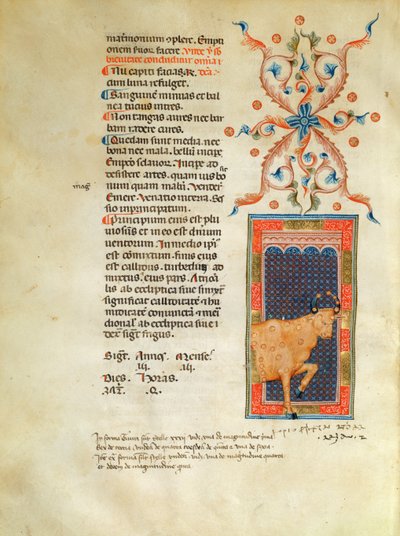 Ms Latin 7272 fol 113 Oplyst kalenderside for april af Italian School