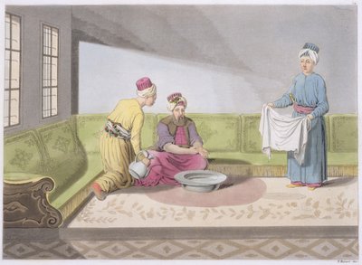 Muslim Performing his Ablutions, plade 34 fra del III, bind I af The History of the Nations, indgraveret af V. Raineri (akvatint) af Italian School