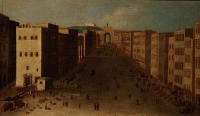 Napolitansk gadescene af Italian School