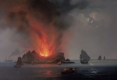 Ny vulkan i udbrud fra havet omkring Sicilien i 1831 af Italian School