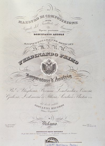 Side taget fra Harmony Treaty af Bonifazio Asioli af Italian School