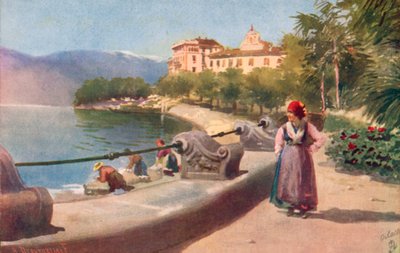 Pallanza, Lago Maggiore, Italien (farvelitografi) af Italian School