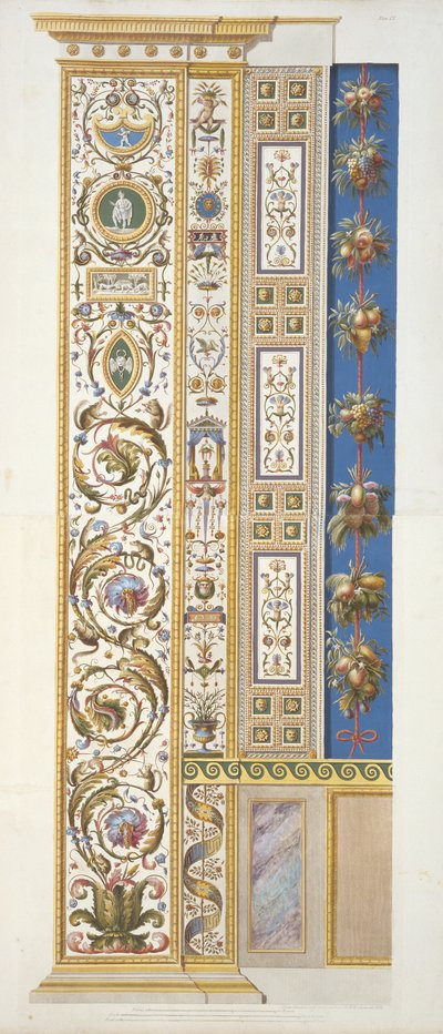 Panel fra Raphael Loggia i Vatikanet, fra Delle Loggie di Rafaele nel Vaticano, indgraveret af Giovanni Ottaviani (ca. 1735-1808), udgivet ca. 1772-77 (håndfarvet gravering) af Italian School