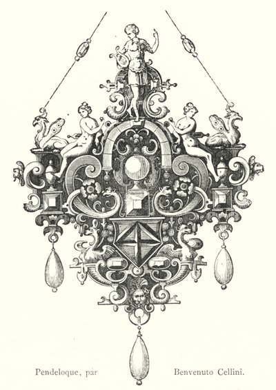 Pendeloque, af Benvenuto Cellini (gravering) af Italian School