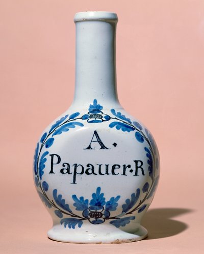 Farmaceutisk krukke til opiatet A. Papauer R., ca. 1700 (keramik) af Italian School