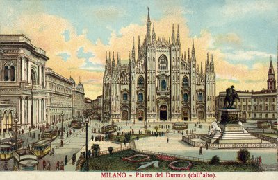 Piazza del Duomo, Milano (farvelitografi) af Italian School