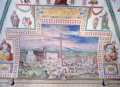 Piazza del Popolo, under pave Sixtus V af Italian School