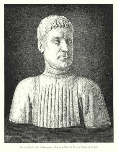 Pierre de Medici, kaldet Goutty, efter Busten af ​​Mino da Fiesole ved Bargello (gravering) af Italian School