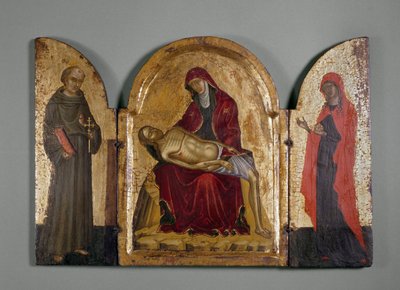Pieta med St. Frans og Maria Magdalena, 1300-tallet (panel) af Italian School