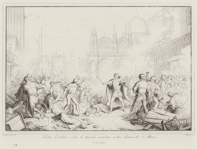 Pietro Loredano dæmper tumulten, der fandt sted på Piazza di San Marco af Italian School