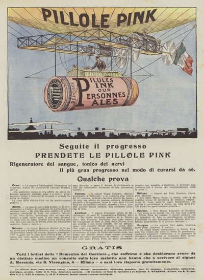 Lyserøde piller (farvelitografi) af Italian School