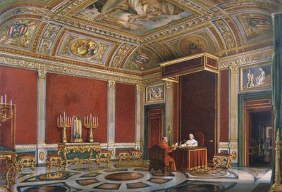 Pius IX i den pavelige audienssal ved Quirinale af Italian School