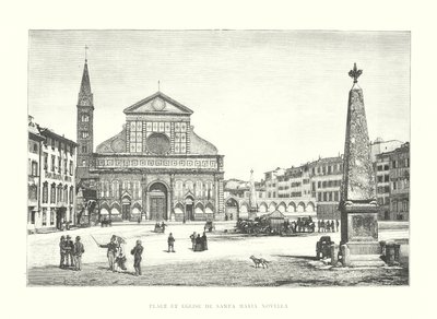 Plads og kirke Santa Maria Novella (gravering) af Italian School