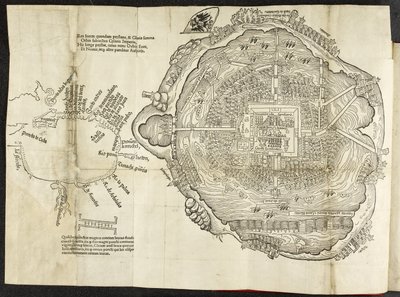Plan over Mexico, i Hernando Cortés, La preclara narratione di Ferdinando Cortese della Nuoua Hispagna, Venedig af Italian School