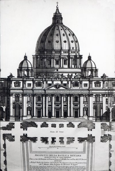 Plan over St. Peters, Rom, indgraveret af Alessandro Specchi af Italian School