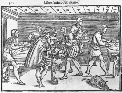Plade, der viser trepanning af kraniet af Italian School
