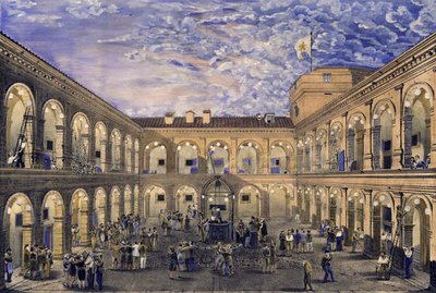 Politiske fanger i Civita Castellana-fortet om natten den 21. juni 1846 gav amnesti ved kroningen af pave Pius IX (litho med wc) af Italian School