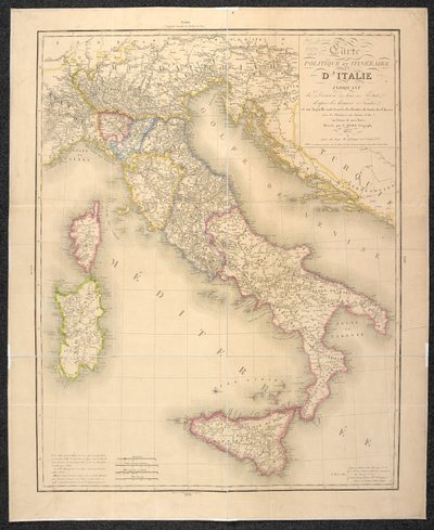 Politisk kort, der viser inddelingerne af staterne i Italien af Italian School