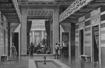 Pompeji: Den dansende fauns hus (litho) af Italian School