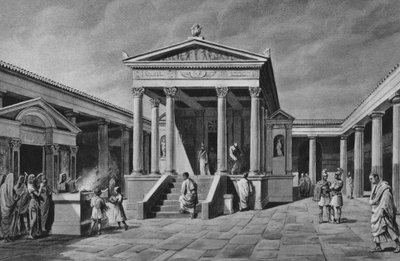 Pompeji: Isis-templet (litho) af Italian School