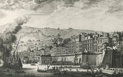 Ponte Reale i Genova, gravering, Italien af Italian School