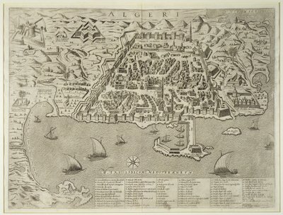 Havn og by i Algier, ca. 1572 af Italian School
