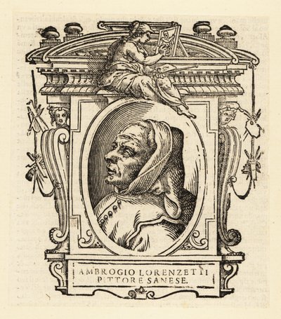 Portræt af Ambrogio Lorenzetti eller Ambruogio Laurati, italiensk maler fra den Sienesiske skole, omkring 1290-1348 af Italian School