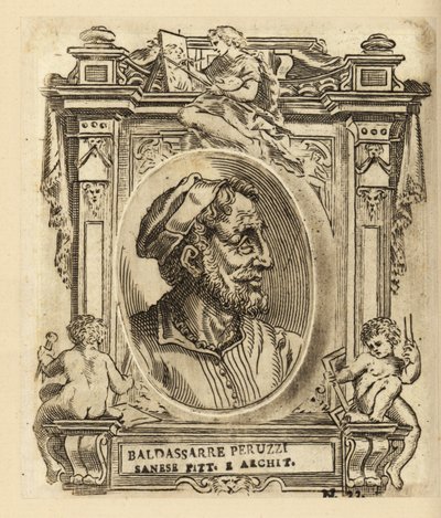 Portræt af Baldassare Tommaso Peruzzi, italiensk arkitekt og maler, født nær Siena af Italian School