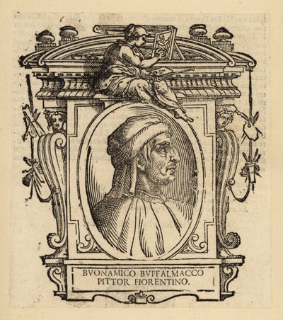 Portræt af Buonamico di Martino eller Buonamico Buffalmacco, italiensk maler, der arbejdede i Firenze, Bologna og Pisa, omkring 1290-1340 af Italian School