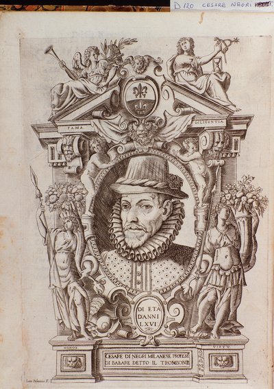 Portræt af Cesare Black kaldet Il Trombone (1536-1604), en italiensk danser af Italian School