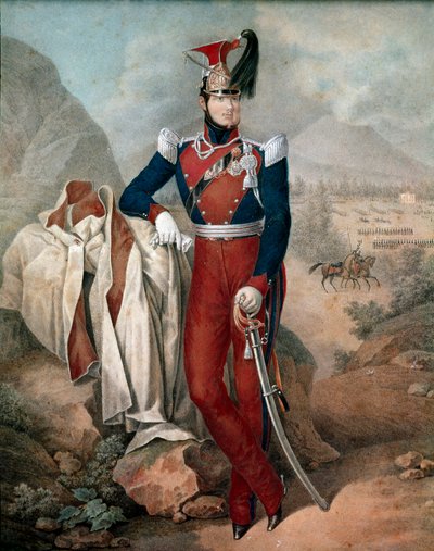 Portræt af Ferdinand II (Ferdinando Carlo) (1810-1859), konge af de to Sicilier (To Sicilier) Anonym akvarel. Museo Nazionale di San Martino Napoli fra det 19. århundrede af Italian School
