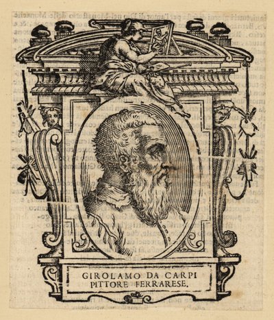 Portræt af Girolamo Da Carpi, italiensk maler og dekoratør, der arbejdede ved Court of House of Este i Ferrara af Italian School