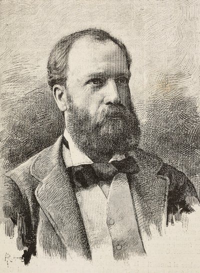 Portræt af Karl Hillebrand (1829-1884), tysk historiker, gravering af Riera fra fotografi af Schemboche, fra L