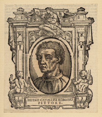 Portræt af Pietro Cavallini, italiensk maler og mosaikdesigner fra senmiddelalderen af Italian School