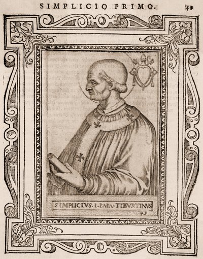 Portræt af pave Simplicius, ca. 1760 (gravering) af Italian School