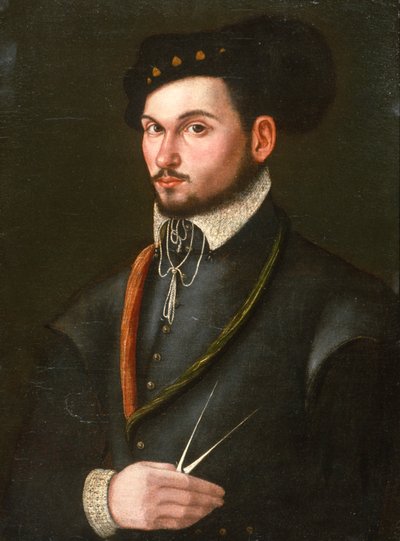 Portræt af en navigatør med sine skillelinjer for at stikke en kurs ud, ca. 1560 af Italian School