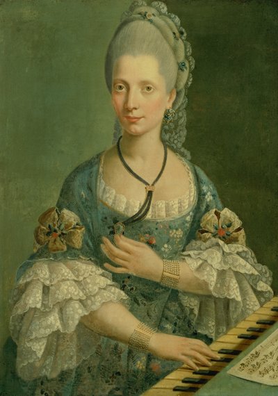 Portræt af en pianist (olie på lærred) af Italian School